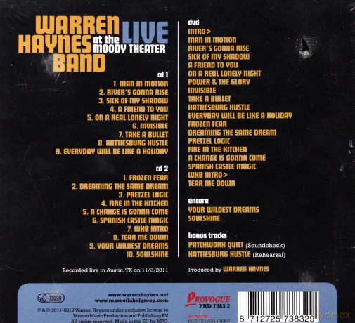 Warren Haynes Band: Live At The Moody Theater (digipack) [2CD]+[DVD]
