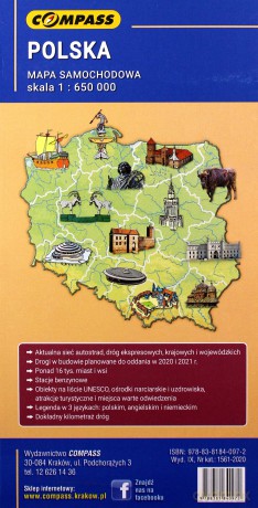 Mapa samochodowa. Polska 1:650 000