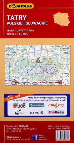 Mapa tur. Tatry Polskie i Słowackie 1:50 000