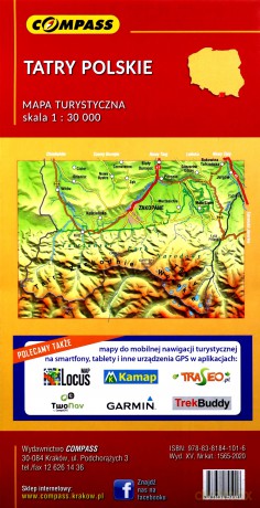 Mapa turystyczna - Tatry Polskie 1:30 000