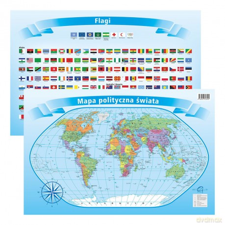 Podkładka na biurko - Mapa polity. z flagami Świat [KSIĄŻKA]