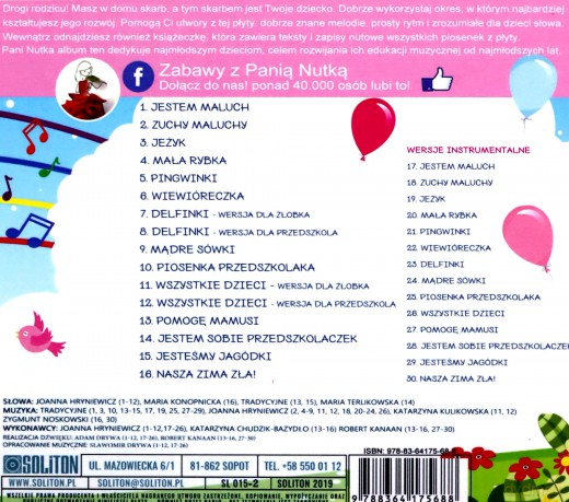 Zabawy z Panią Nutką. Piosenki dla dzieci [CD]