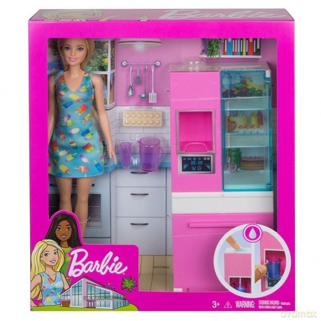 Lalka Barbie + Mebelek Lodówka