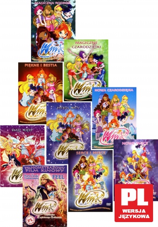 Winx Club: Magiczna podróż / Magiczne czarodziejki / Nowa czarodziejka / Nowe moce / Piękne i Bestia / Potęga mocy / Serce i miecz / Świat magii / Tajemnica Zaginionego Królestwa Pakiet [9DVD] 