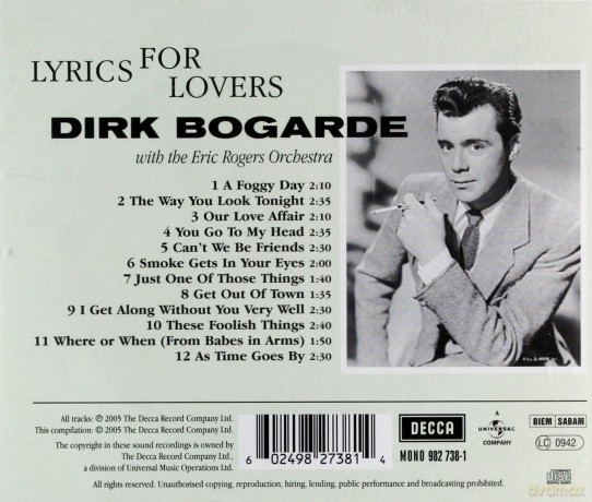 Dirk Bogarde: Lyrics For Lovers [CD]
