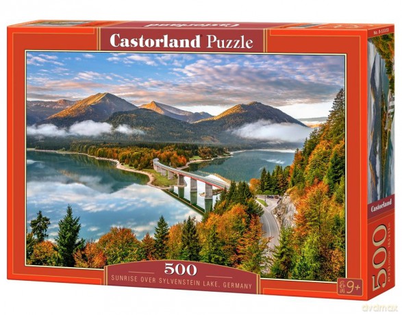 CASTORLAND 500 el. Wschód słońca nad jeziorem Sylvenstein Niemcy B-53353 [PUZZLE]