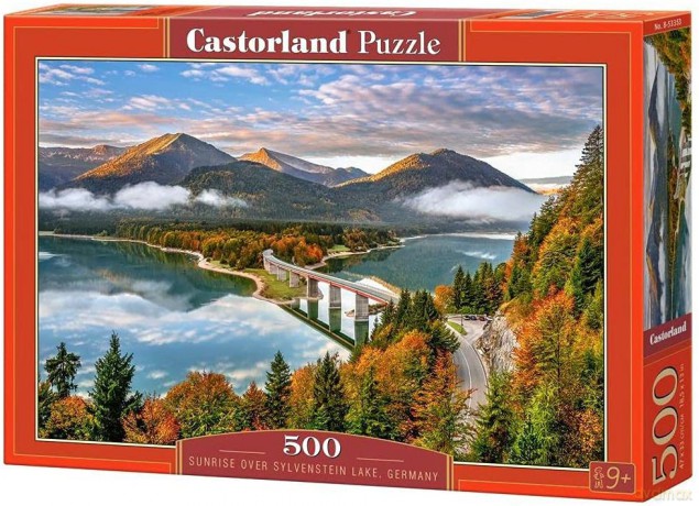 CASTORLAND 500 el. Wschód słońca nad jeziorem Sylvenstein Niemcy B-53353 [PUZZLE]