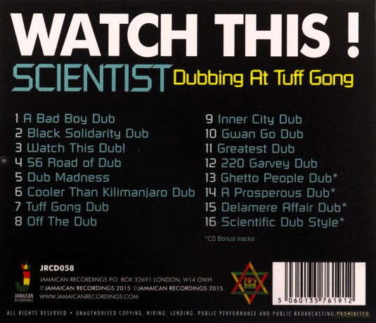 Scientist: Watch This - Dubbing At Tuff Gong [CD]