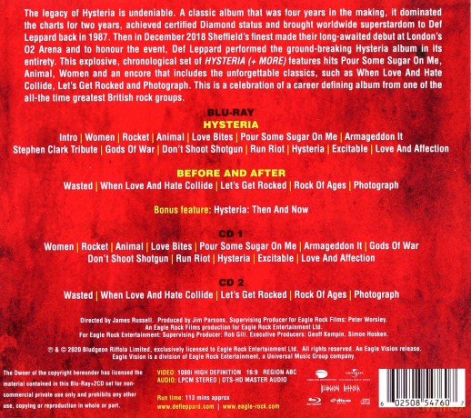 Def Leppard: Hysteria At The O2 [Blu-Ray]+[2CD]