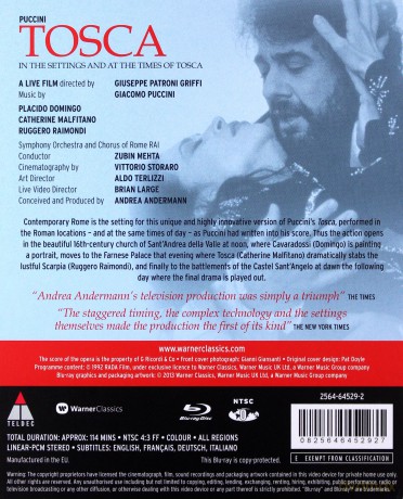 Domingo/Malfitano/Raimondi: Puccini/Tosca [Blu-Ray]