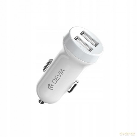 Devia ładowarka samochodowa Smart z kablem typ-C 2USB 3,1A biała