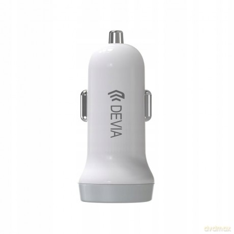Devia ładowarka samochodowa Smart z kablem typ-C 2USB 3,1A biała