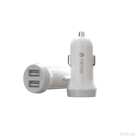 Devia ładowarka samochodowa Smart z kablem typ-C 2USB 3,1A biała