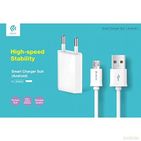 Devia ładowarka sieciowa Smart 1USB plus kabel micro biała 1A