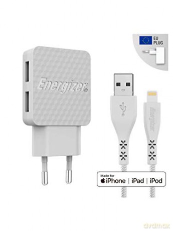 Energizer Hardcase Ładowarka sieciowa 2USB 3,4A z kablem 8-pin biała Lifetime