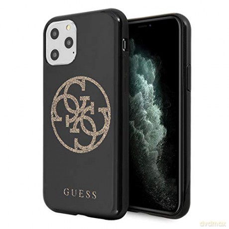 Guess iPhone 11 Pro GUHCN58TPUBKGLG czarny hard case Glitter 4G Circle Logo