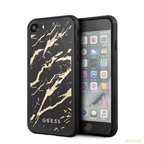 Guess iPhone 7/ iPhone 8/ iPhone SE2 GUHCI8MGGBK czarne hard case Glitter Marble Glass
