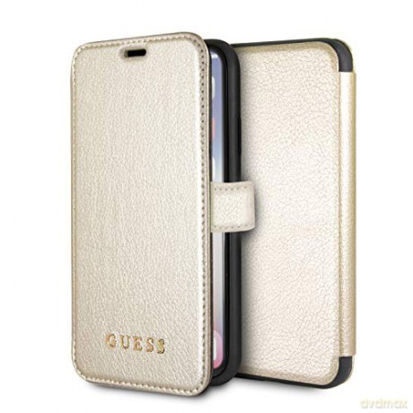 Guess iPhone X/ iPhone XS GUFLBKPXIGLGO złote book case Iridescent