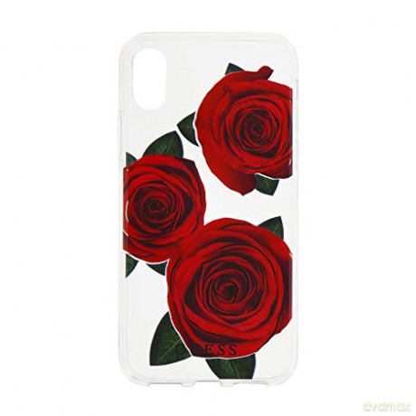 Guess iPhone X/ iPhone XS GUHCPXROSTR transparentny hard case Flower Desire red rose