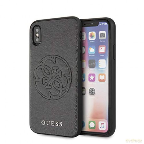 Guess iPhone X/ iPhone XS GUHCPXRSSASBK czarne hard case Saffiano Embossed Circle Logo