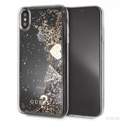 Guess iPhone XS Max GUHCI65GLHFLGO złote hard case Glitter Hearts