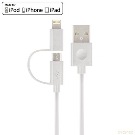 Kabel MFi Forever 2w1 (USB - Lightning/microUSB) biały