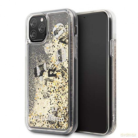 Karl Lagerfeld iPhone 11 Pro KLHCN58ROGO czarno-złoty hard case Glitter Floating