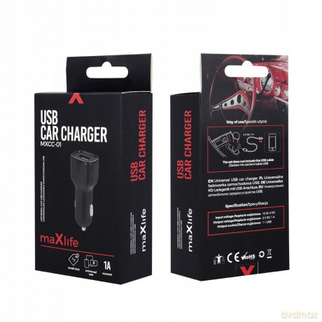 Ładowarka samochodowa Maxlife MXCC-01 USB 1A