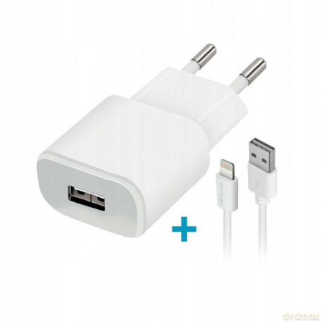 Ładowarka sieciowa Forever USB 1A TC-01 + kabel do iPhone 8-pin biała