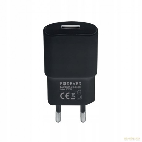 Ładowarka sieciowa Forever USB 2A TC-01 + kabel do iPhone 8-pin czarna