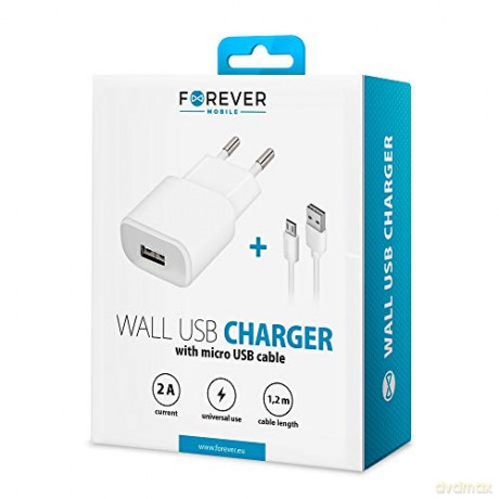 Ładowarka sieciowa Forever USB 2A TC-01 + kabel micro-USB biała