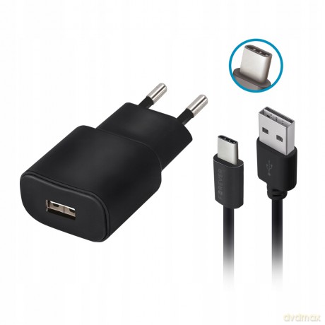 Ładowarka sieciowa Forever USB 2A TC-01 + kabel typ-C czarna