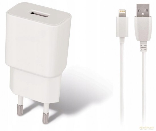 Ładowarka sieciowa Maxlife MXTC-01 USB 1A + kabel 8-PIN biała