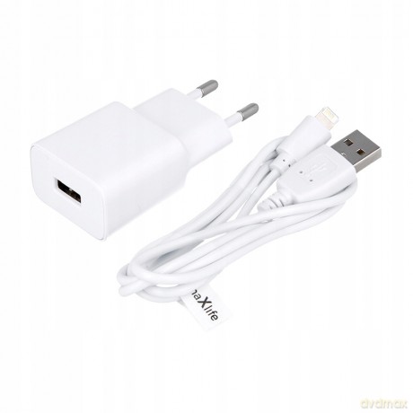 Ładowarka sieciowa Maxlife MXTC-01 USB 1A + kabel 8-PIN biała