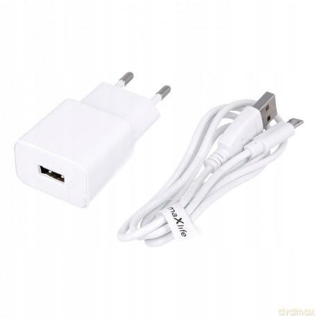 Ładowarka sieciowa Maxlife MXTC-01 USB 1A + kabel Micro USB biała