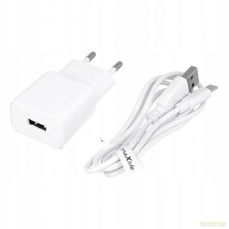 Ładowarka sieciowa Maxlife MXTC-01 USB 1A + kabel Typ-C biała