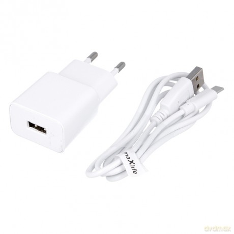 Ładowarka sieciowa Maxlife MXTC-01 USB 1A + kabel Typ-C biała