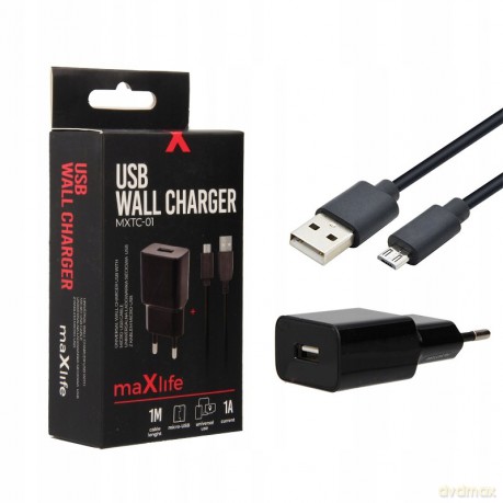 Ładowarka sieciowa Maxlife MXTC-01 USB Fast Charge 2.1A czarna