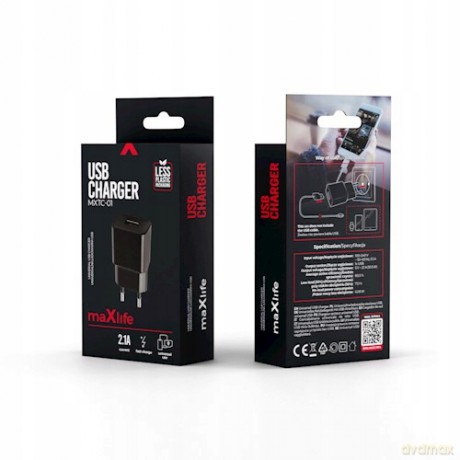 Ładowarka sieciowa Maxlife MXTC-01 USB Fast Charge 2.1A czarna