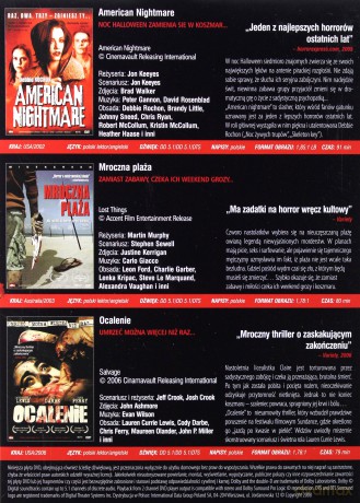 Pakiet Slasher: American nightmare / Mroczna plaża / Ocalenie [BOX] [3DVD]