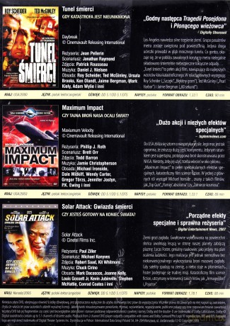Pakiet Katastroficzny: Tunel śmierci / Maximum impact / Solar Attack - Gwiazda śmierci [BOX] [3DVD]