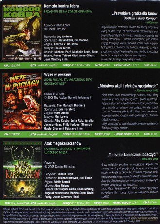 Pakiet Bestie: Komodo kontra Kobra / Węże w pociągu / Atak mega karaczanów [3DVD]