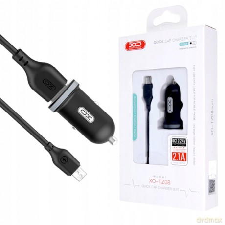 XO Ładowarka samochodowa TZ08 czarna 2USB plus kabel micro 2,1A