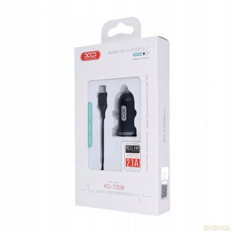 XO Ładowarka samochodowa TZ08 czarna 2USB plus kabel micro 2,1A