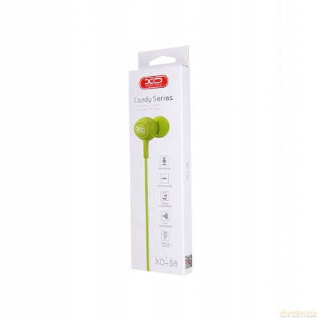 XO Słuchawki przewodowe S6 jack 3,5mm zielona