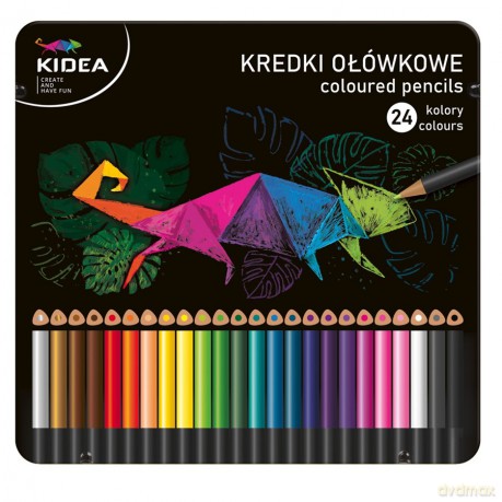Kredki Kidea trójkątne w metalowym pudełku 24