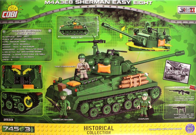 COBI 2533 Historical Collection WWII M4A3E8 Sherman Easy Eight Czołg amerykański [KLOCKI]