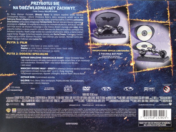Batman: Mroczny rycerz edycja kolekcjonerska z motocyklem [2DVD]