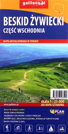 Mapa turystyczna. Beskid Żywiecki. Część wschodnia i zachodnia 1:25 000 (dwustronna)