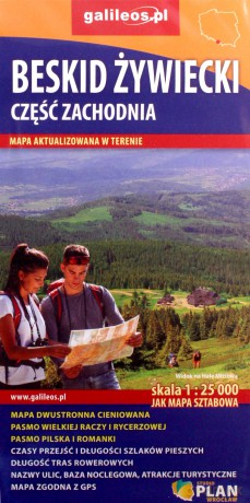 Mapa turystyczna. Beskid Żywiecki. Część wschodnia i zachodnia 1:25 000 (dwustronna)